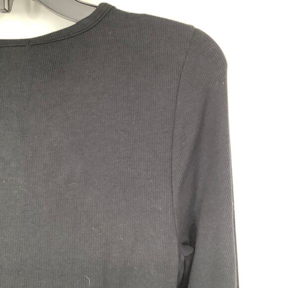 Skin Women's 3 Black Nan Asymmetrical Henley Thong Bodysuit Long Sleeve A12-4 - Picture 5 of 8